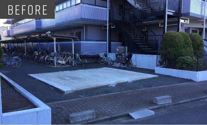 マンションの受水槽跡地を駐輪場に