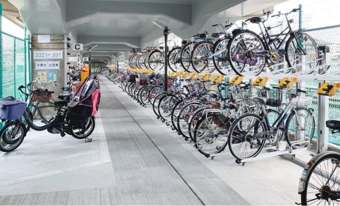 垂直2段式ラックを導入した足立区の北綾瀬北自転車駐車場