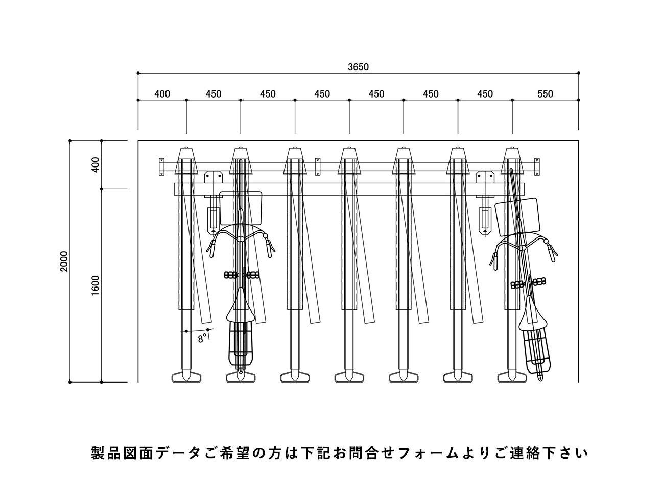 2段式駐輪機：2段式Dロックの駐輪場平面図。