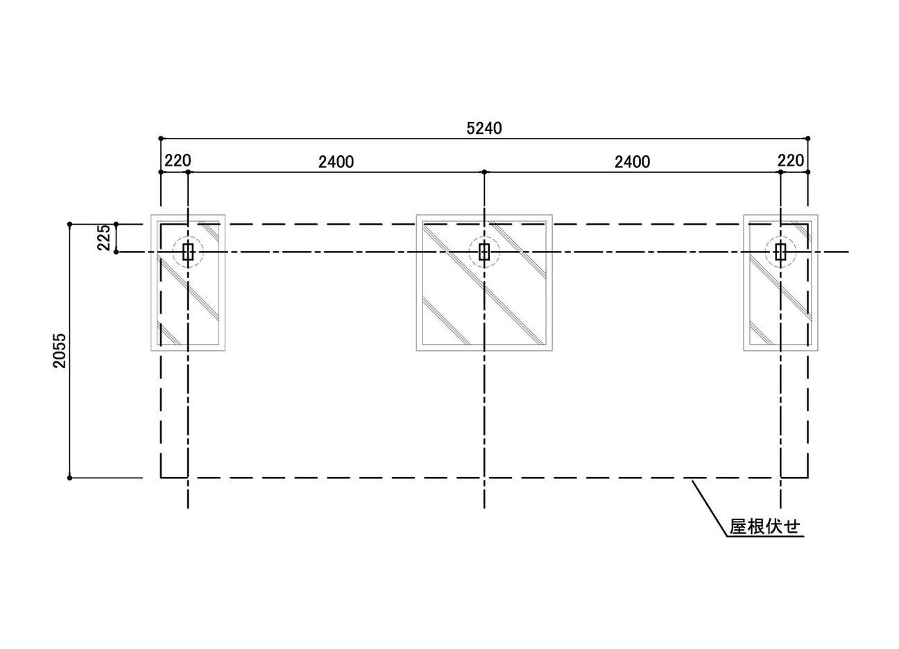 駐輪場屋根：BC-K-3の駐輪場平面図。