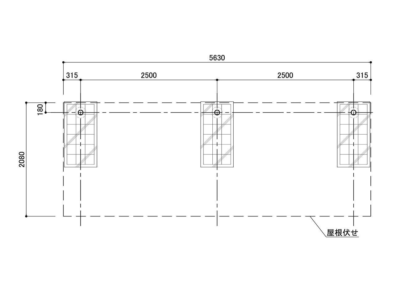 駐輪場屋根：BC-K-Rの駐輪場平面図。