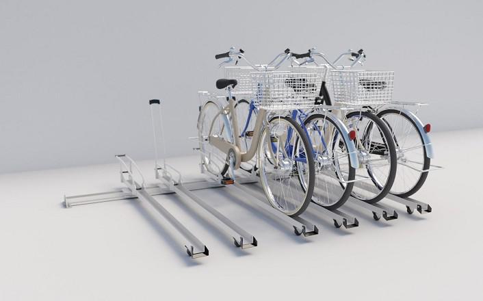 スライド式自転車ラック：エニイスライドBC-OSRの3D画像。