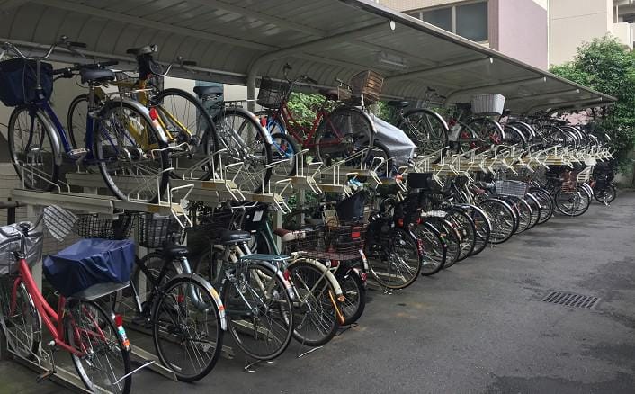 大田区某マンション駐輪場に、2段式自転車ラック：BC-W-1GHを導入。