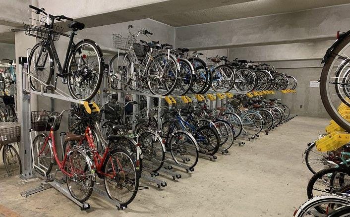 松戸市某マンション駐輪場に、垂直2段式自転車ラック：BC-W-ARSを導入。