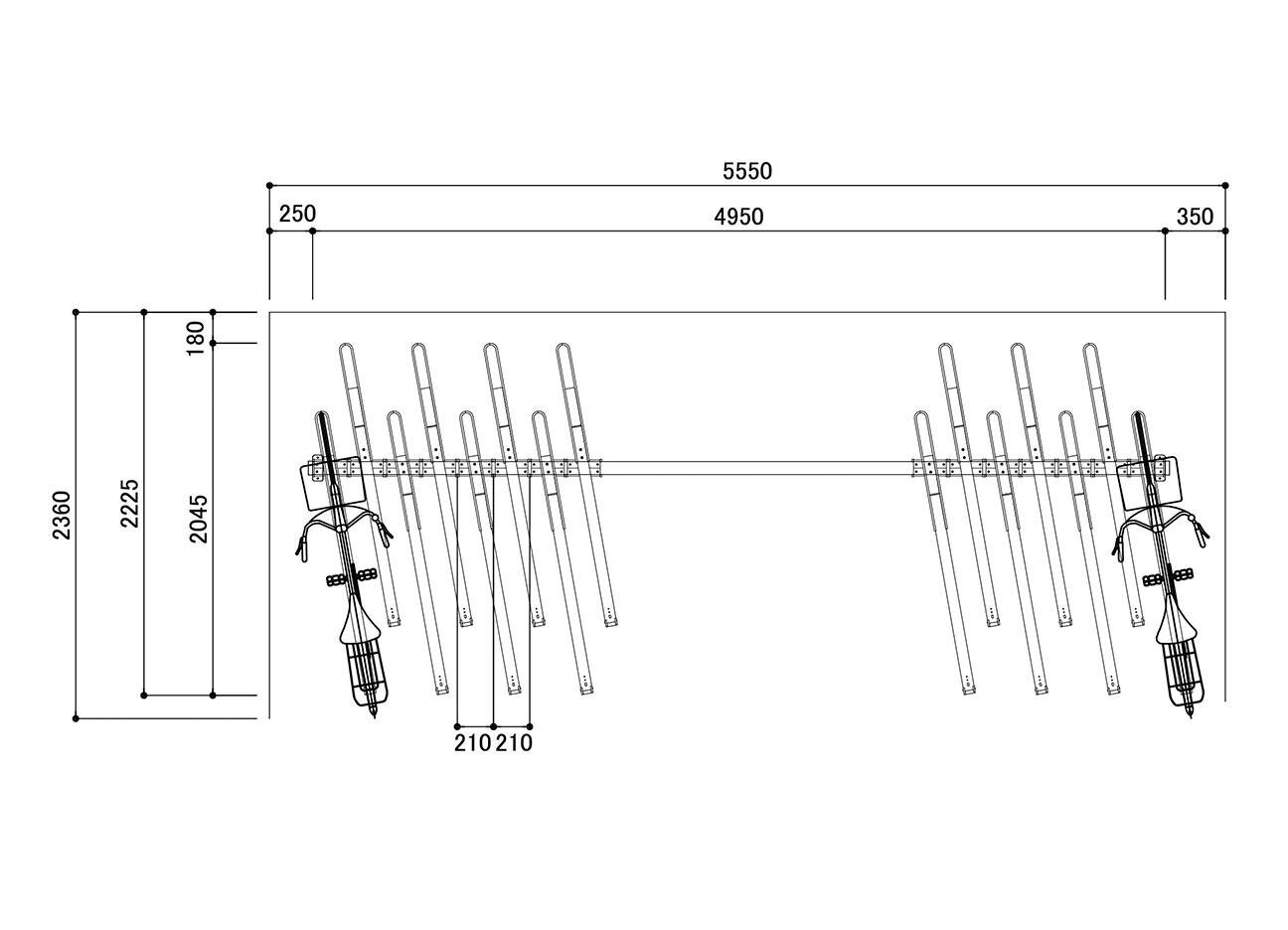 2段式下段スライドラック：BC-W-ダイレクトの駐輪場平面図（下段）。