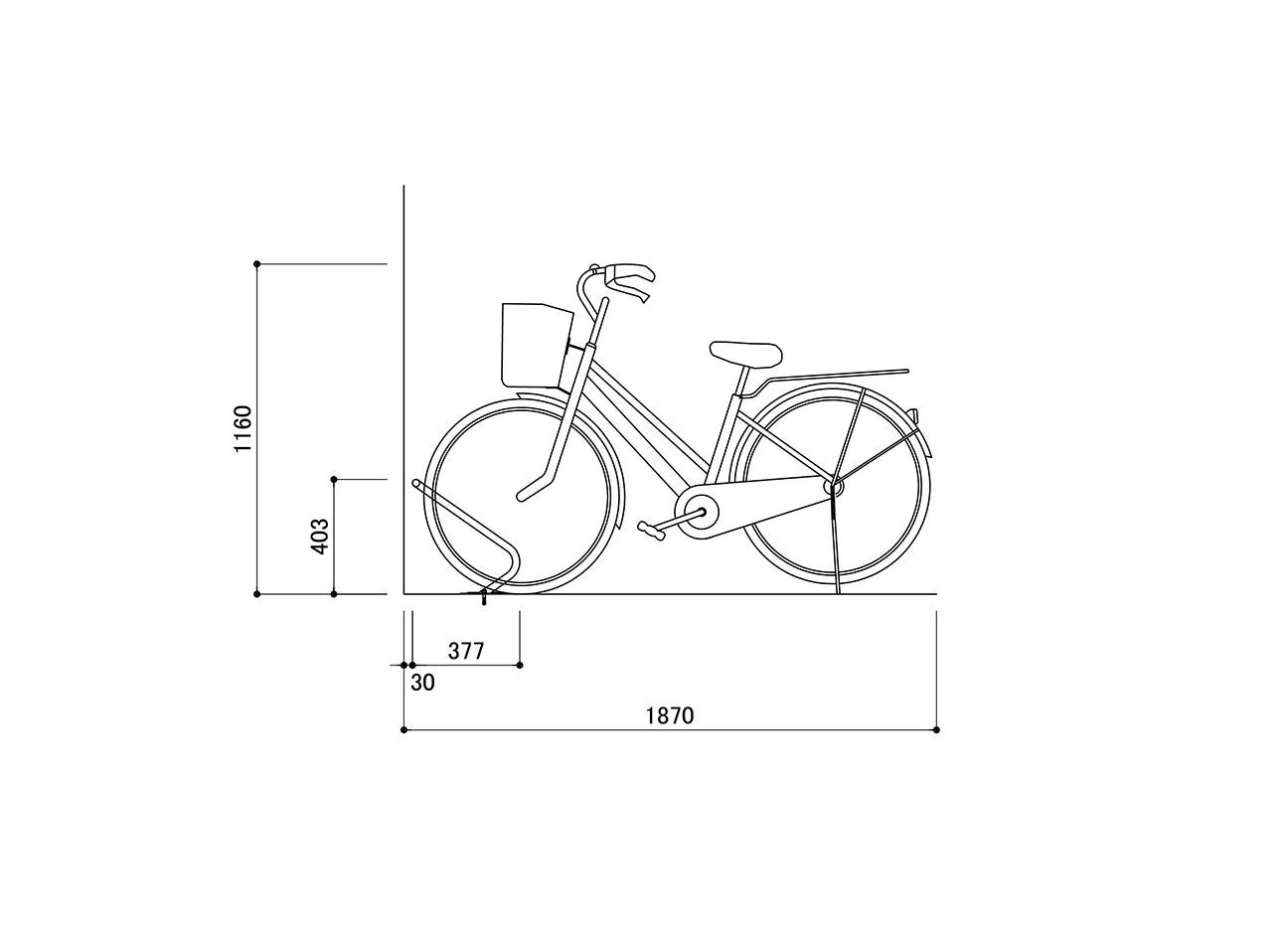 デザインラック：BY-CLIPの駐輪場断面図。