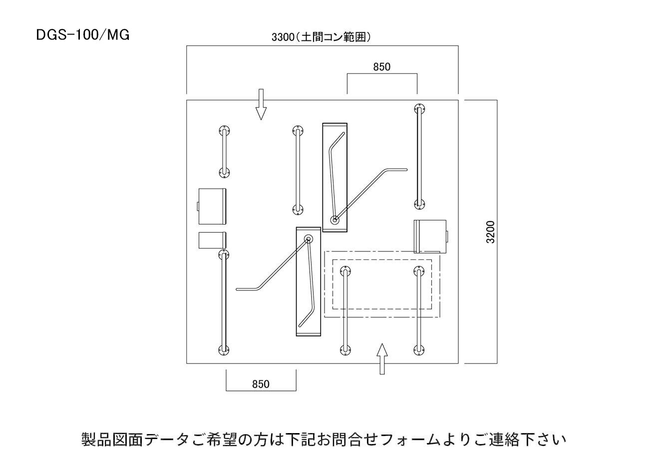 ゲート式駐輪場：DGS-100の駐輪場設計図面。