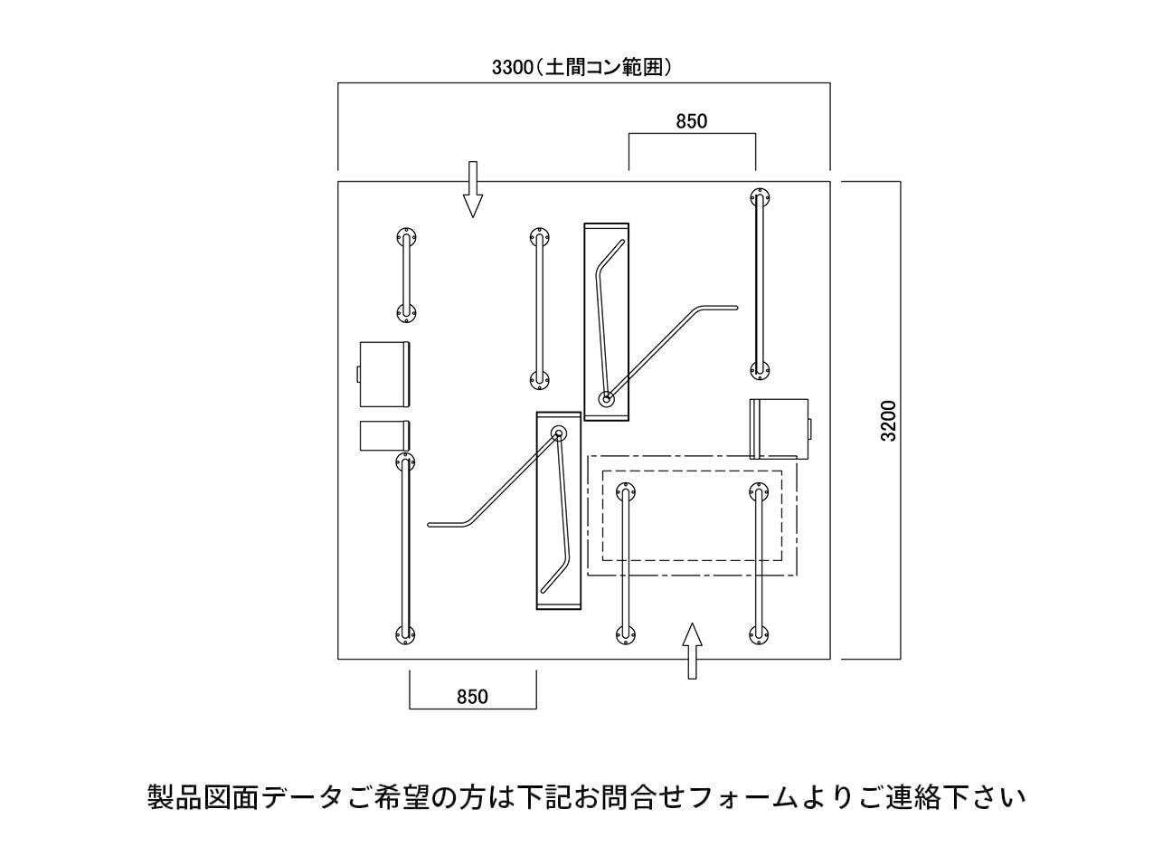 ゲート式駐輪場：DGS-100の駐輪場設計図面。