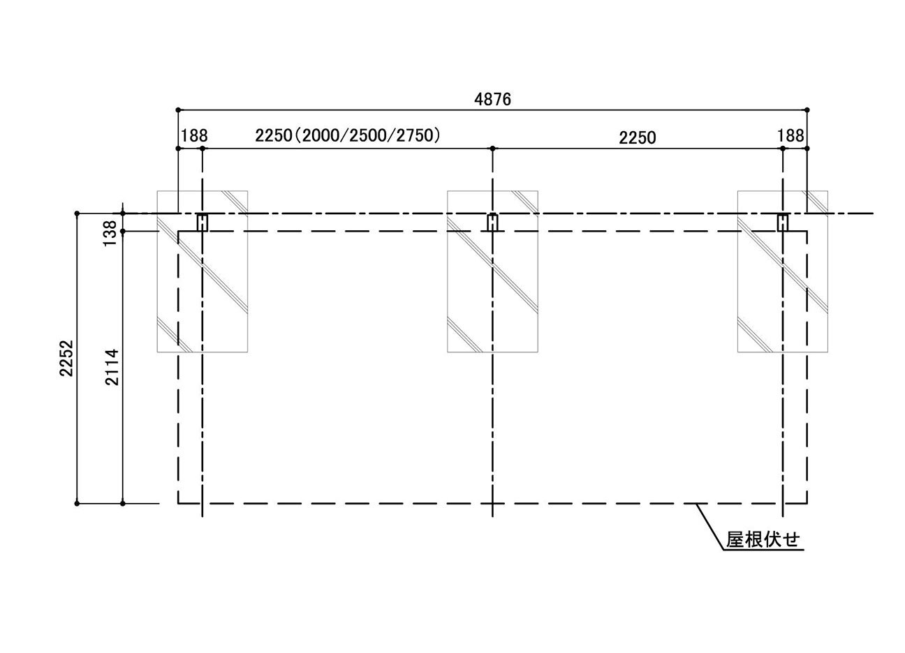駐輪場屋根：BY-Roof Nの駐輪場平面図。