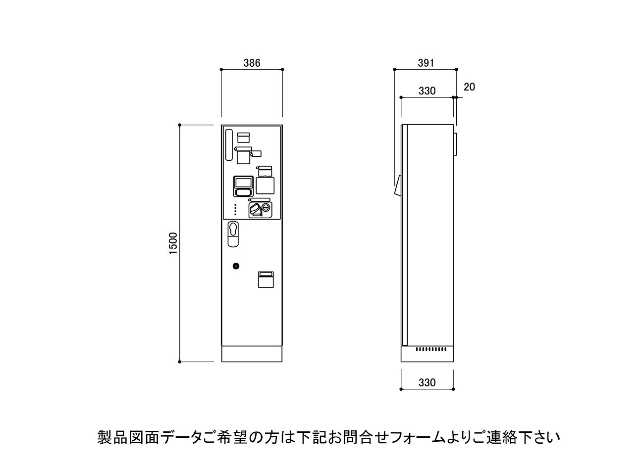 精算機：DCR-7000の駐輪場設計図面。