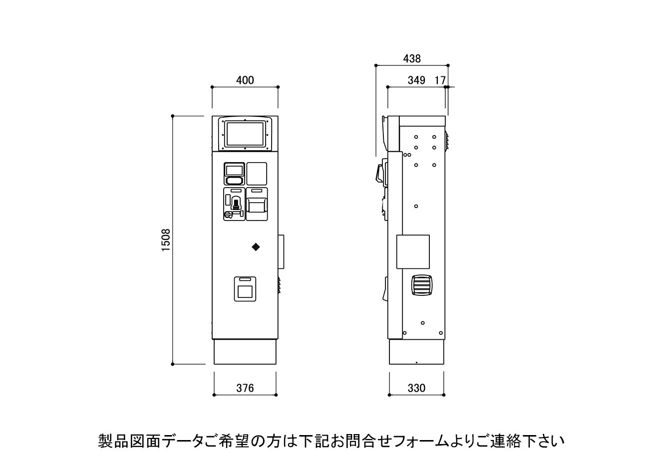 駐輪場精算機：PCM1000の駐輪場設計図面。