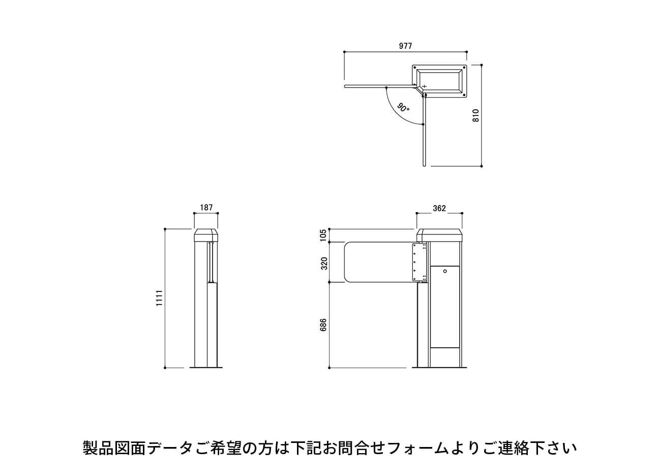 ゲート式駐輪場：SCGT100の駐輪場設計図面。