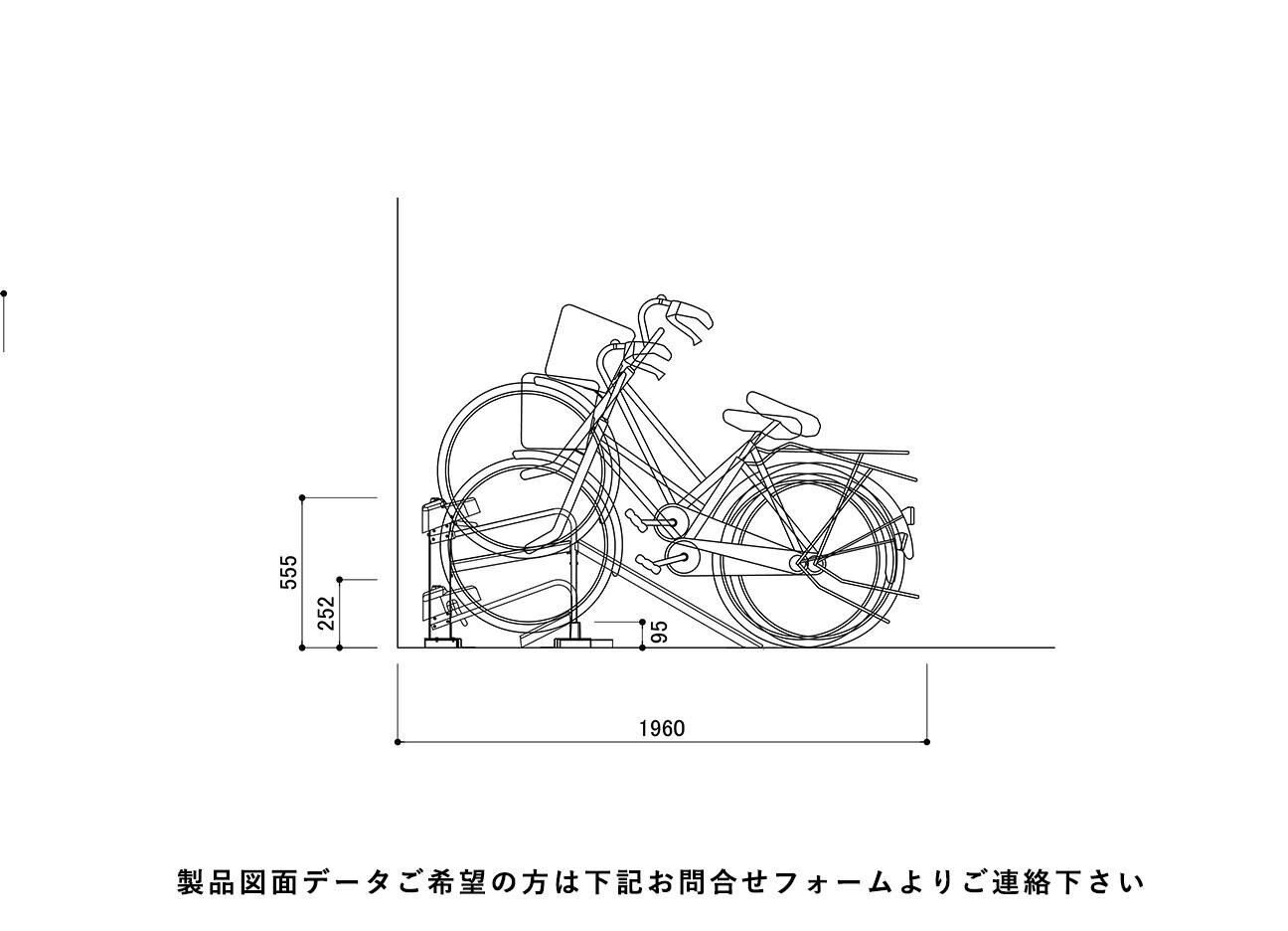 駐輪機：SCR-R200の駐輪場断面図。