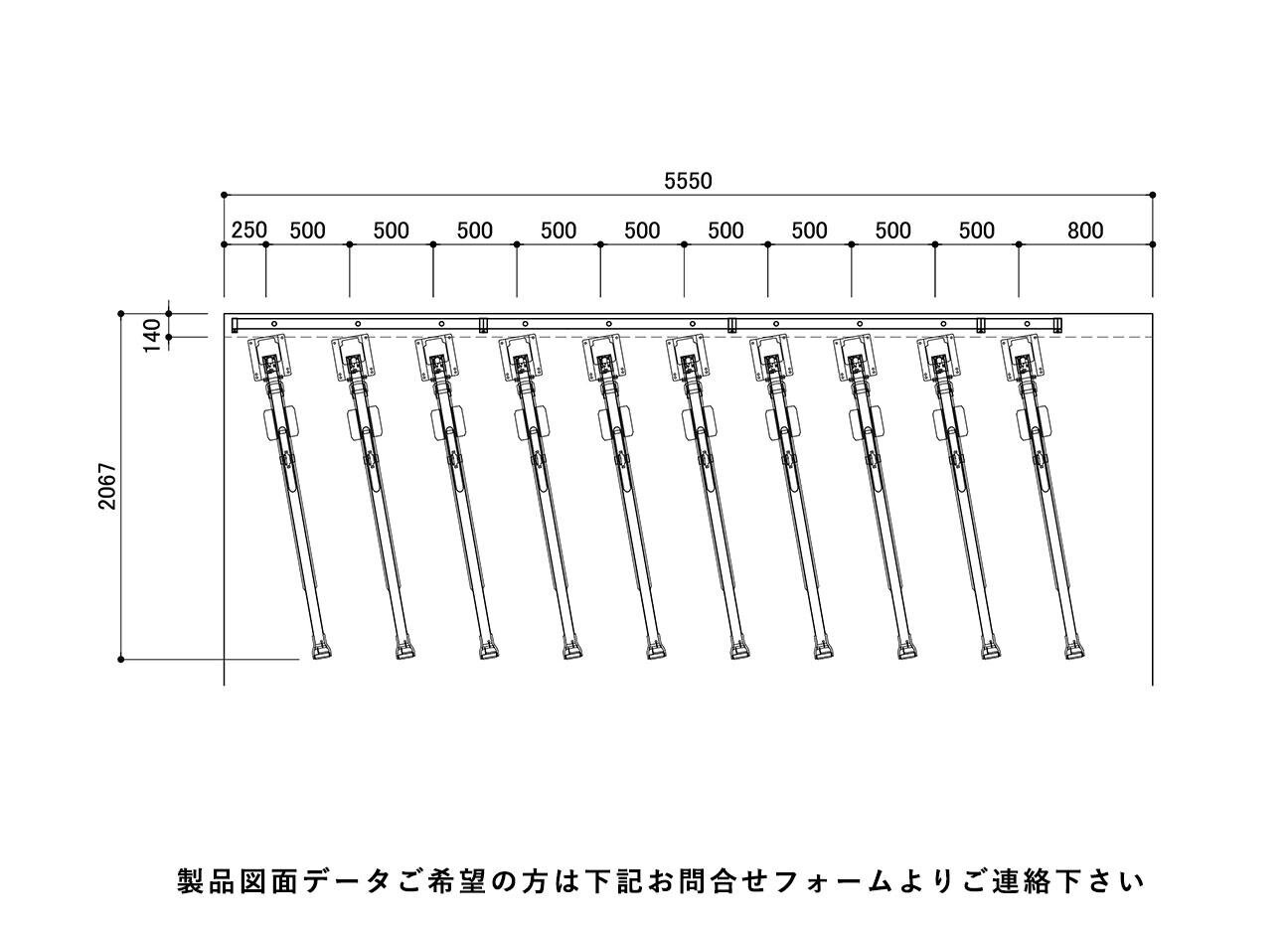 垂直2段式駐輪機：SD-SV2の駐輪場平面図（上段）。