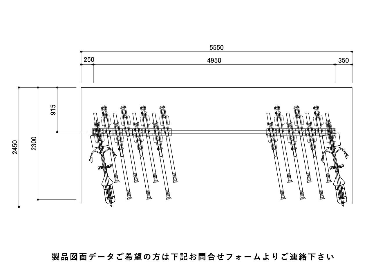 垂直2段式駐輪機：SD-SV2の駐輪場平面図（下段）。